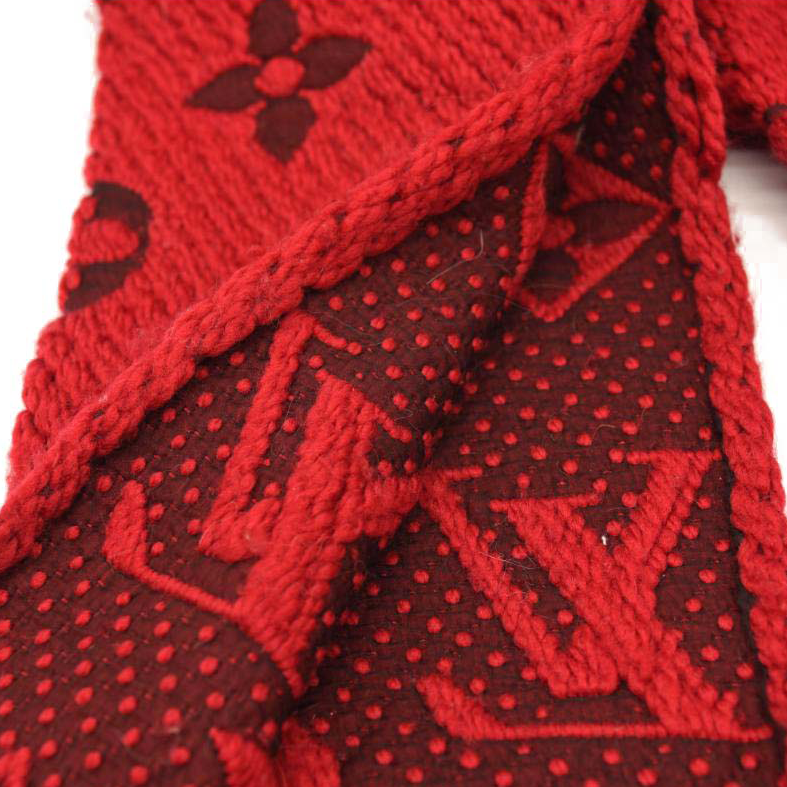 LOUIS VUITTON RED LOGOMANIA WOOL SCARF