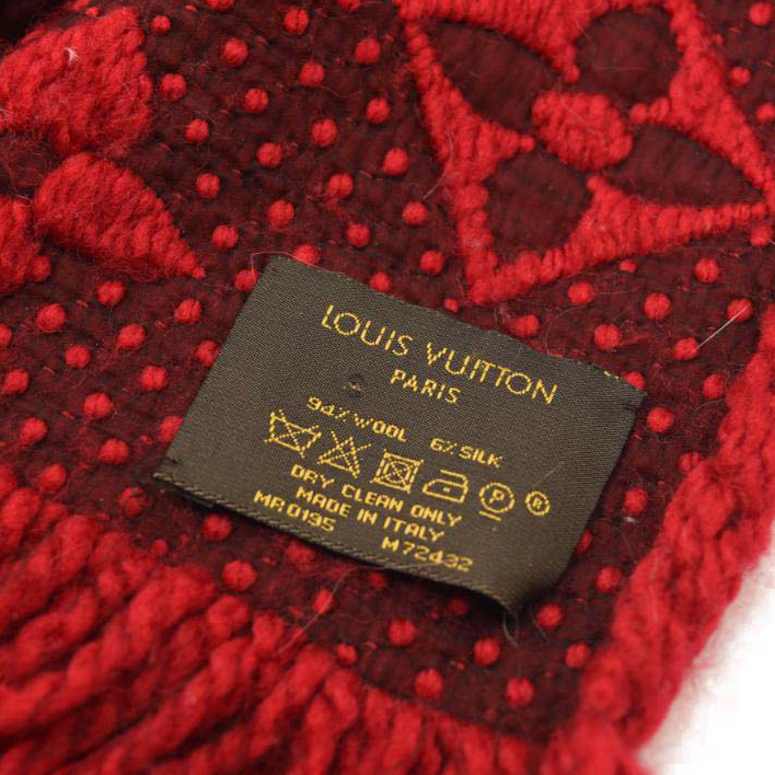 LOUIS VUITTON RED LOGOMANIA WOOL SCARF