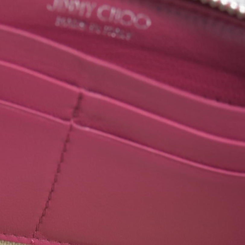 $825 Jimmy Choo Filipa Star-Studded Zip-Around Leather Wallet Pink