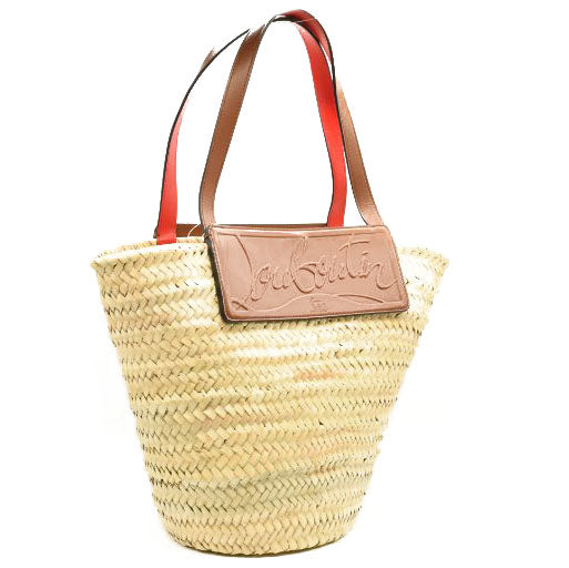 NEW $600 CHRISTIAN LOUBOUTIN Woven Straw Loubishore Tote Beige