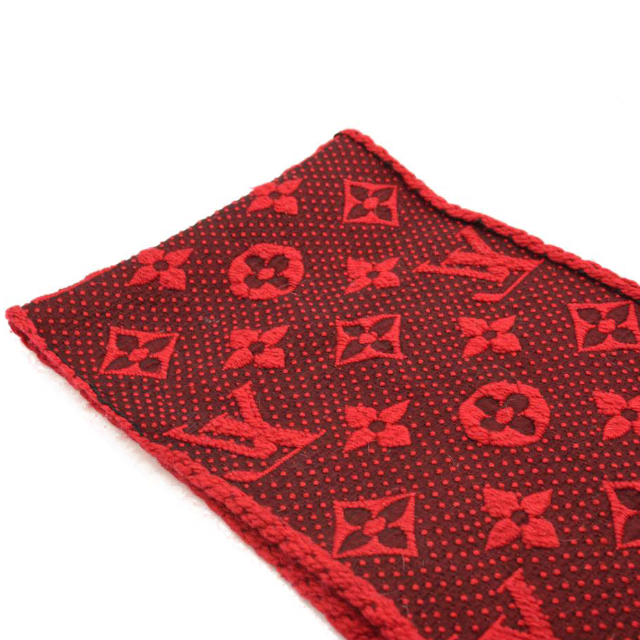 LOUIS VUITTON RED LOGOMANIA WOOL SCARF