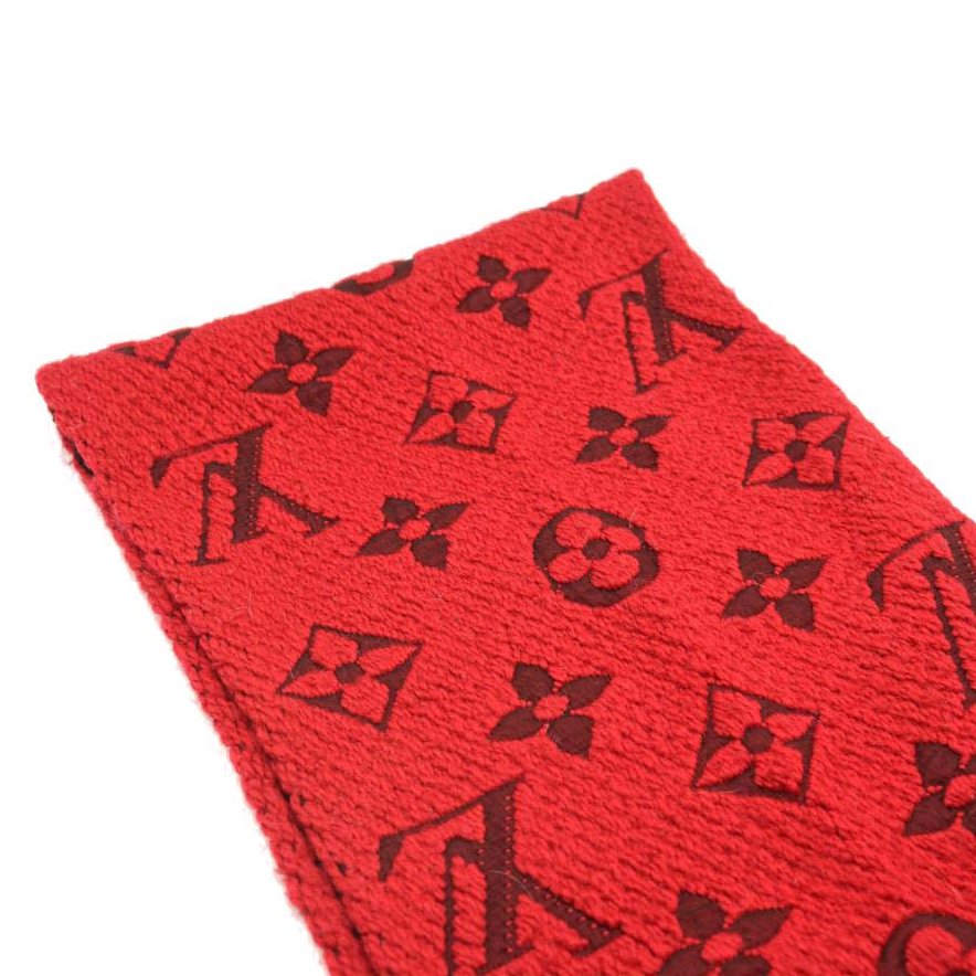 LOUIS VUITTON RED LOGOMANIA WOOL SCARF