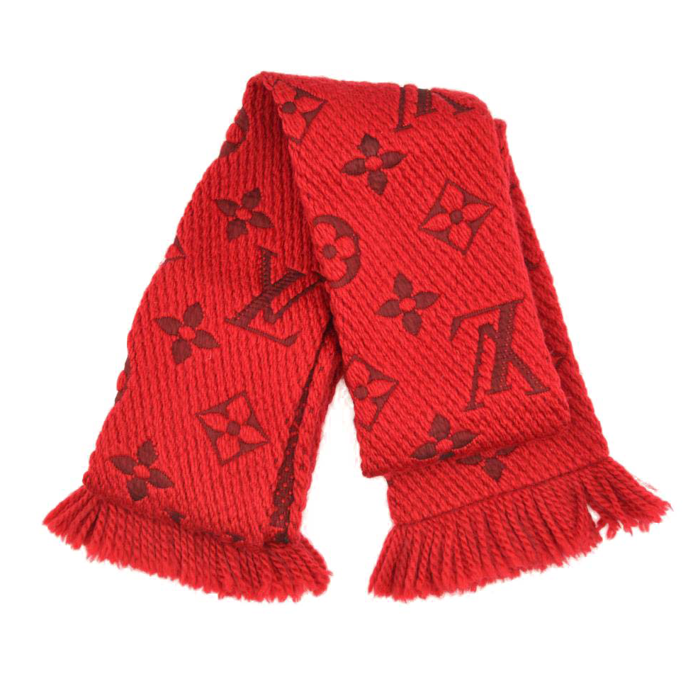 LOUIS VUITTON RED LOGOMANIA WOOL SCARF