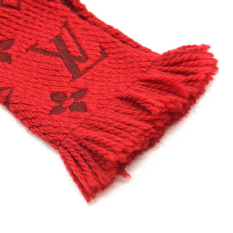 LOUIS VUITTON RED LOGOMANIA WOOL SCARF