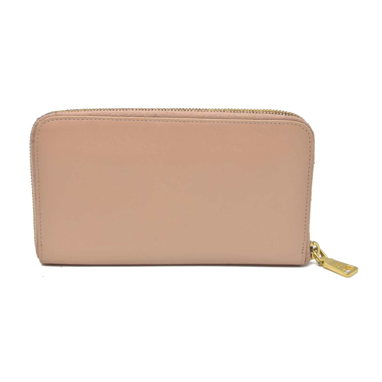 $925 PRADA Logo Ribbon Leather Long Bifold Wallet Light Pink
