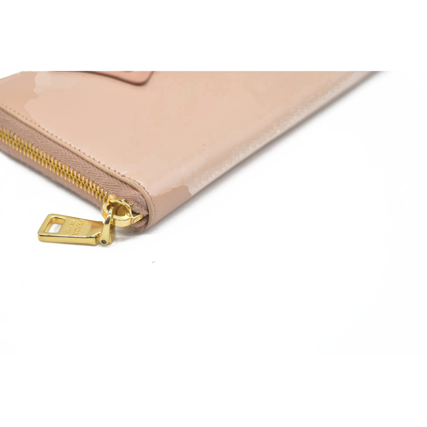 $925 PRADA Logo Ribbon Leather Long Bifold Wallet Light Pink