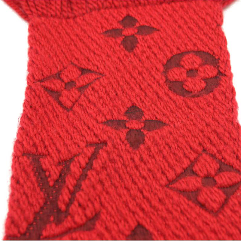 LOUIS VUITTON RED LOGOMANIA WOOL SCARF