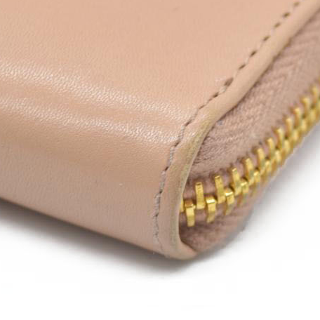 $925 PRADA Logo Ribbon Leather Long Bifold Wallet Light Pink