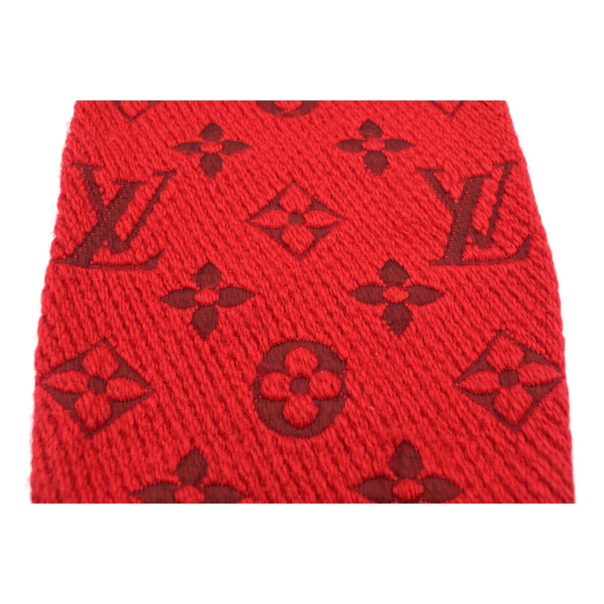 LOUIS VUITTON RED LOGOMANIA WOOL SCARF