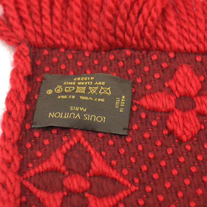 LOUIS VUITTON RED LOGOMANIA WOOL SCARF