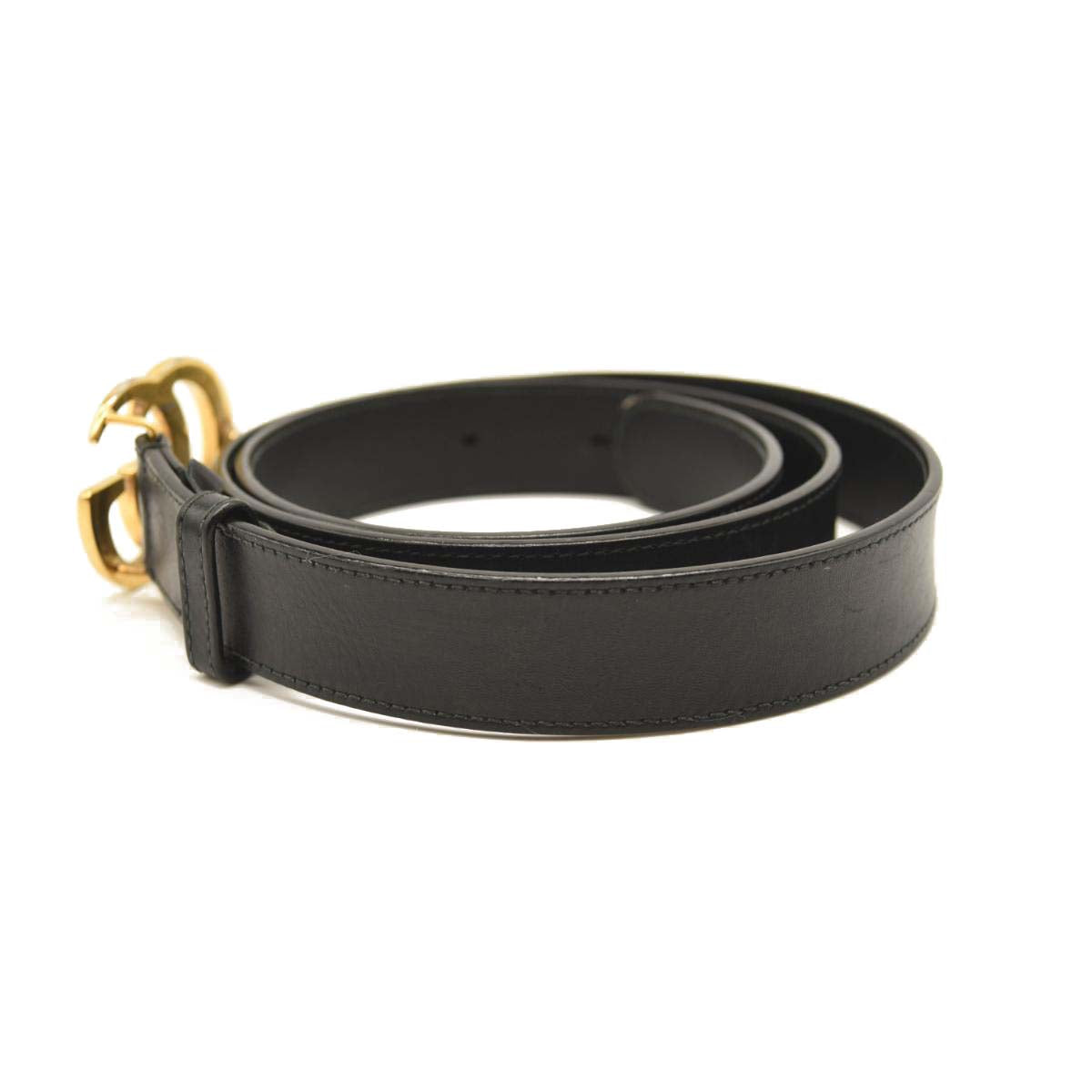 USED GUCCI Calfskin Double G 20mm Belt 100 40 Black