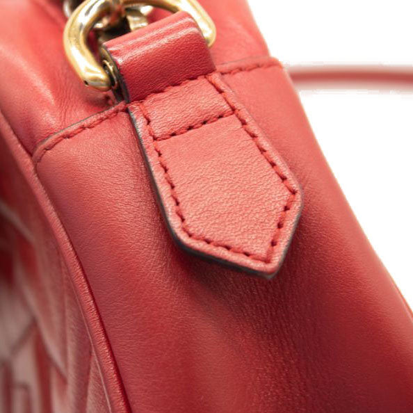 Gucci Calfskin Matelasse Mini GG Marmont Chain Shoulder Bag Hibiscus Red