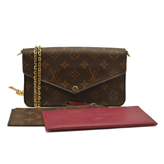 Louis Vuitton  Monogram Pochette Felicie Chain Wallet Fuchsia