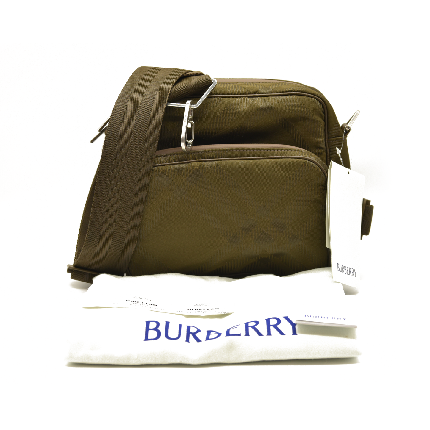 $1350 Burberry Check Jacquard Pocket Crossbody Bag Computer Bag