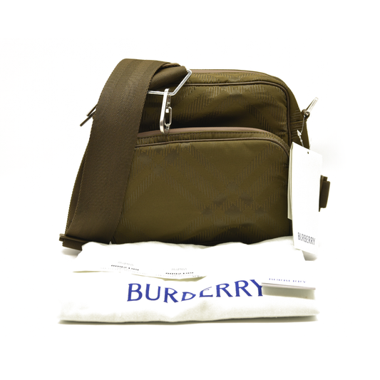$1350 Burberry Check Jacquard Pocket Crossbody Bag Computer Bag