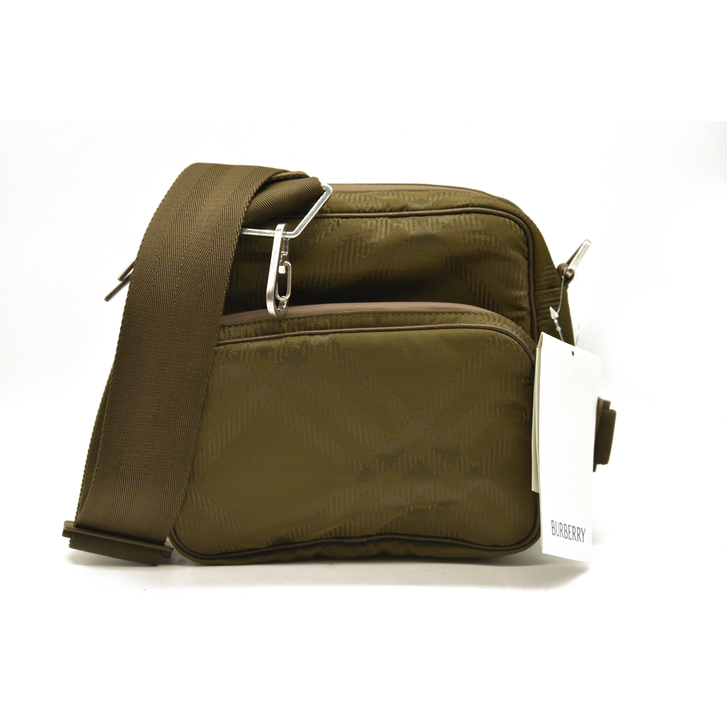 $1350 Burberry Check Jacquard Pocket Crossbody Bag Computer Bag