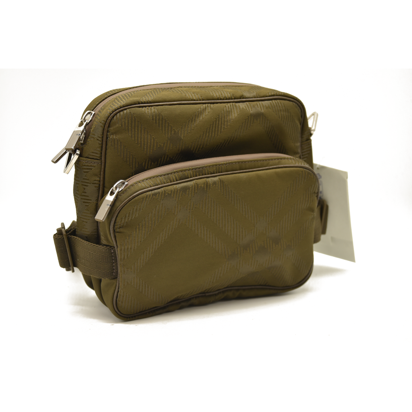 $1350 Burberry Check Jacquard Pocket Crossbody Bag Computer Bag