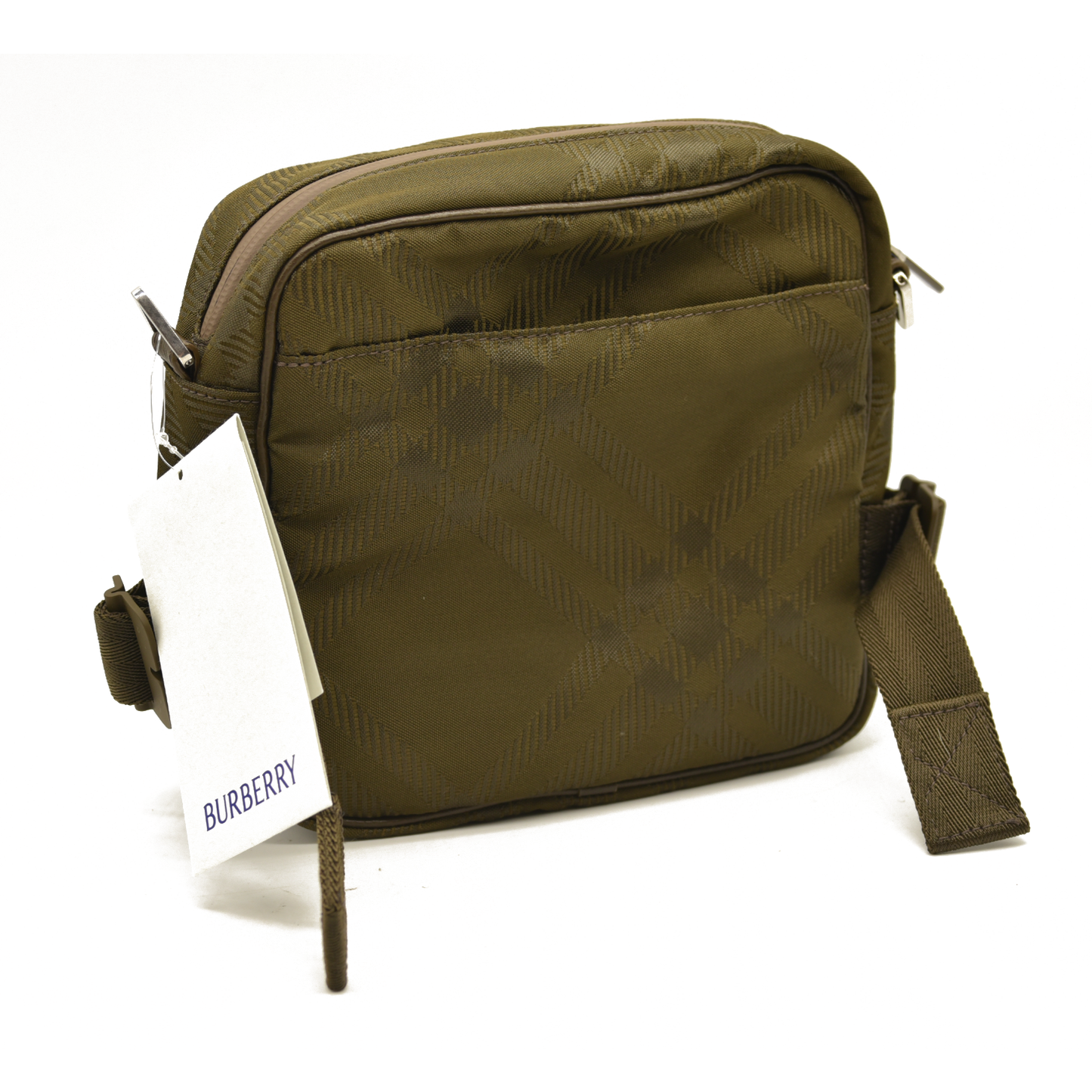 $1350 Burberry Check Jacquard Pocket Crossbody Bag Computer Bag