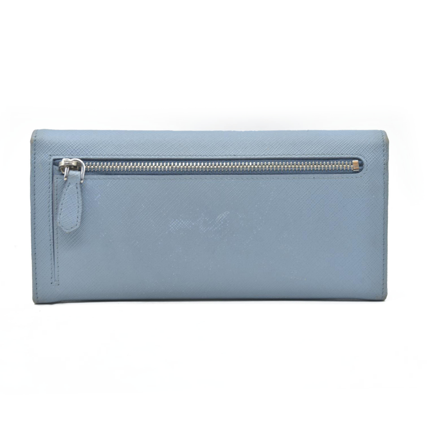 PRADA Saffiano Leather Long Bifold Wallet Blue