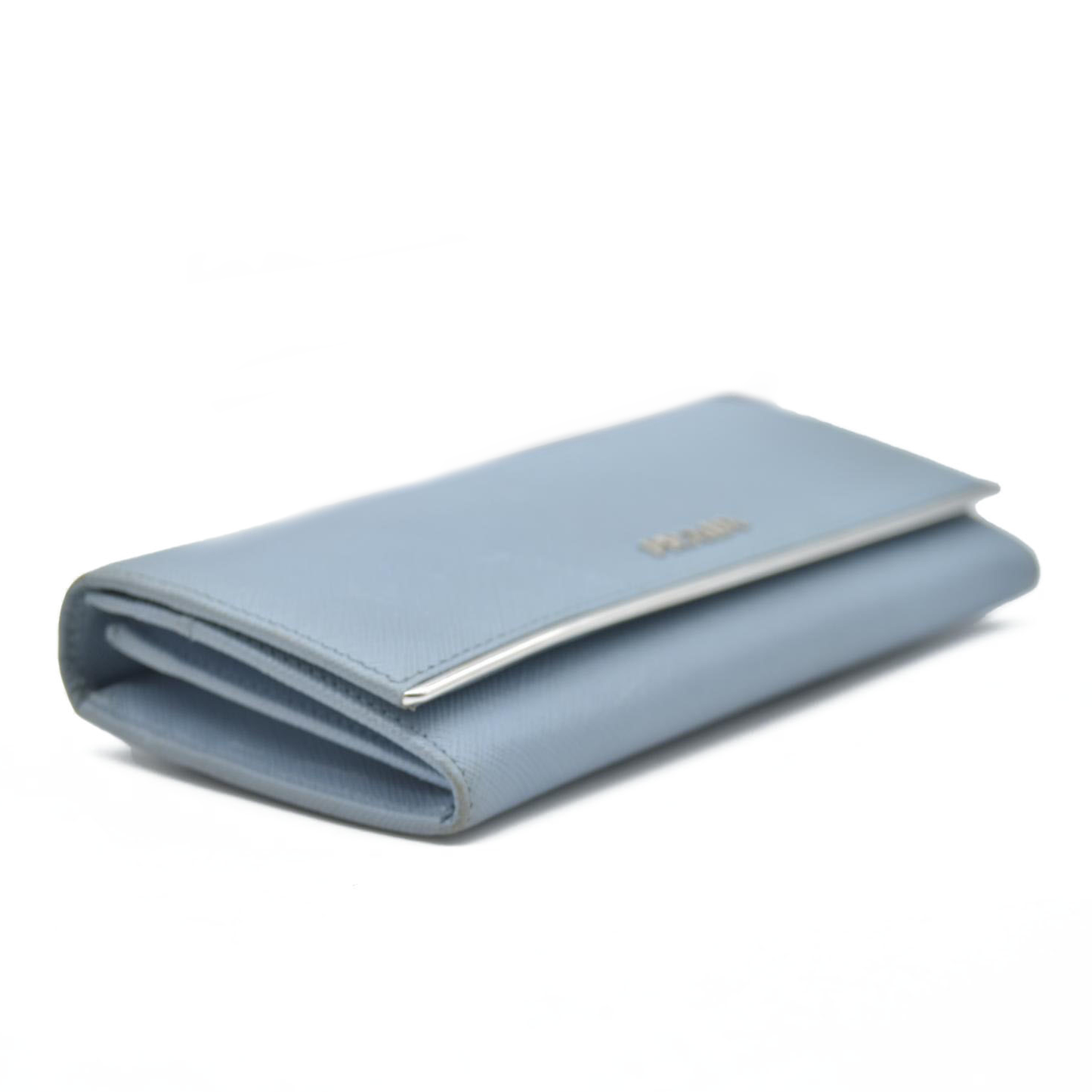 PRADA Saffiano Leather Long Bifold Wallet Blue