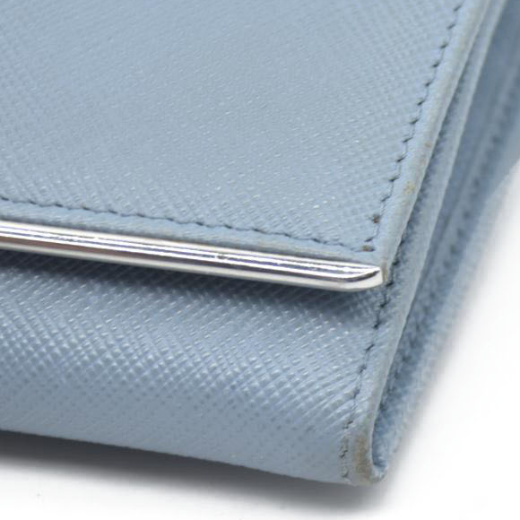 PRADA Saffiano Leather Long Bifold Wallet Blue