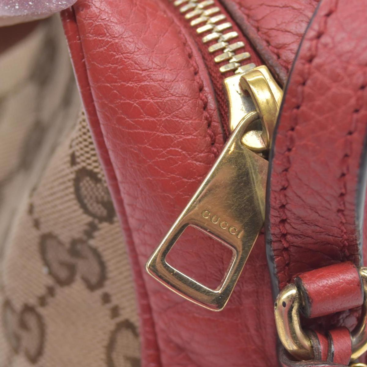 $950 Gucci Monogram Mini Bree Messenger Bag Red