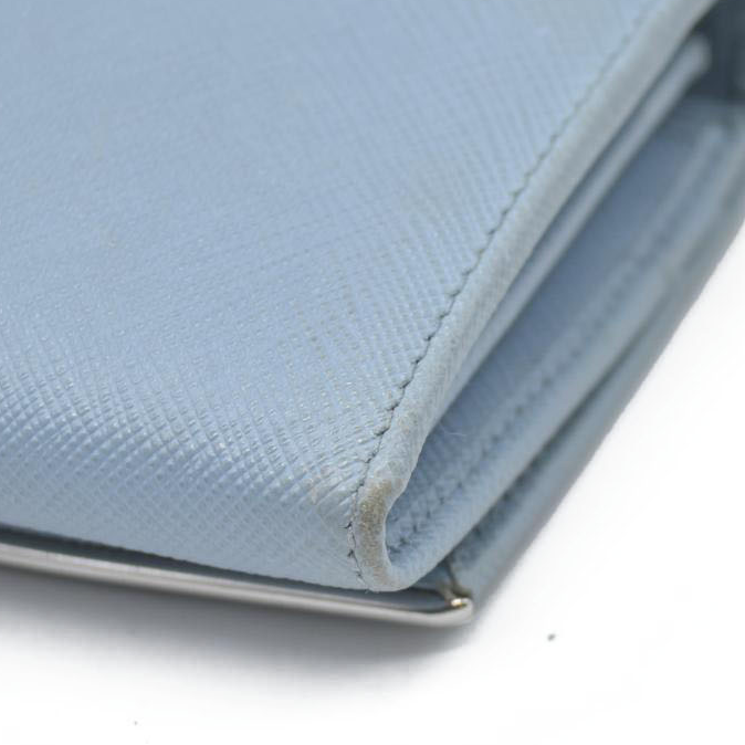 PRADA Saffiano Leather Long Bifold Wallet Blue