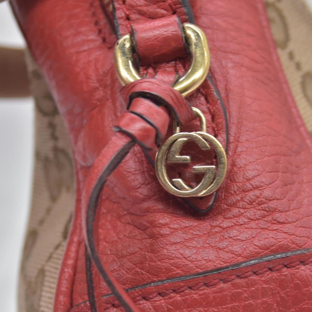 $950 Gucci Monogram Mini Bree Messenger Bag Red