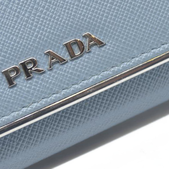 PRADA Saffiano Leather Long Bifold Wallet Blue