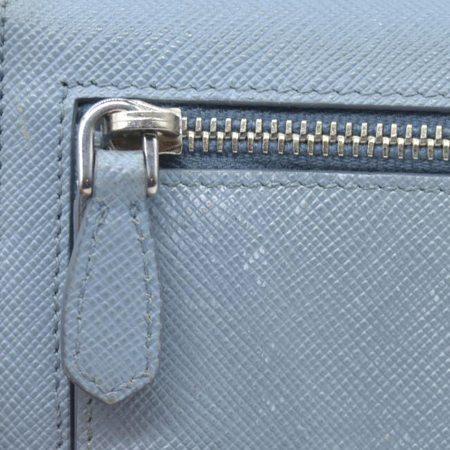 PRADA Saffiano Leather Long Bifold Wallet Blue
