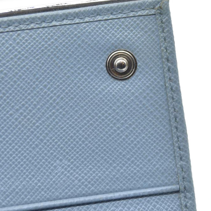 PRADA Saffiano Leather Long Bifold Wallet Blue