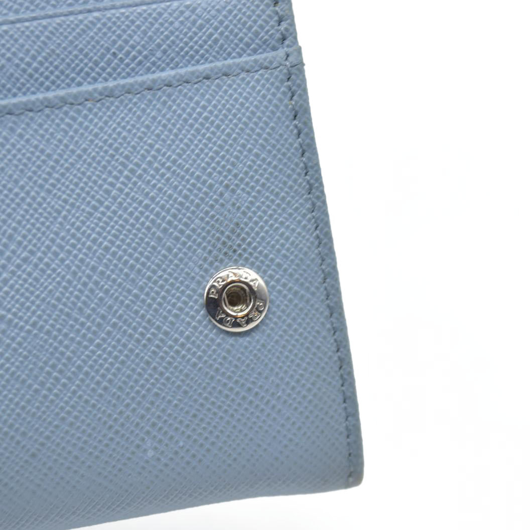 PRADA Saffiano Leather Long Bifold Wallet Blue