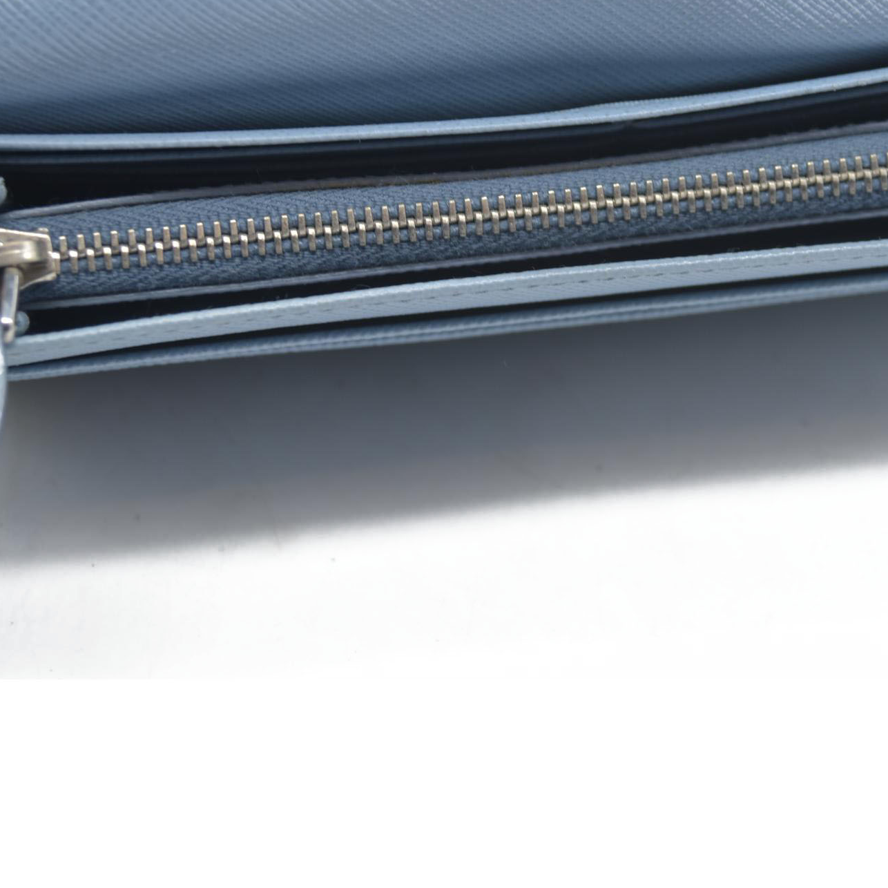 PRADA Saffiano Leather Long Bifold Wallet Blue