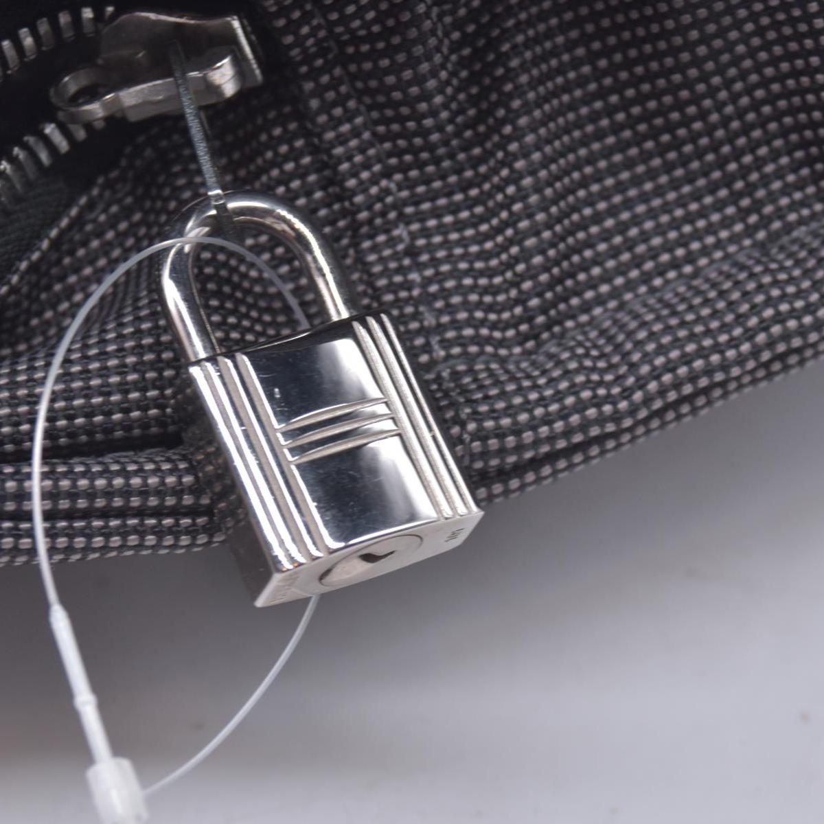 $850 HERMES Herline MM Grey Canvas Tote Bag CONSIGNMENT 10021621