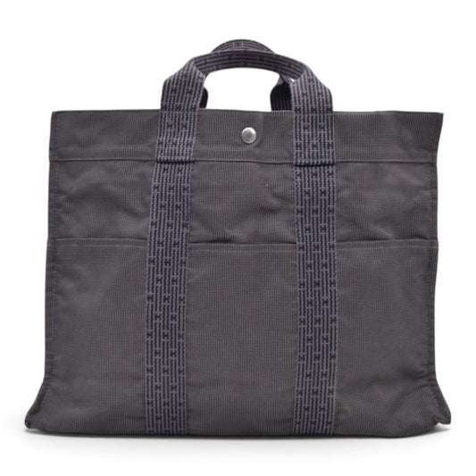 $850 HERMES Herline MM Grey Canvas Tote Bag CONSIGNMENT 10021622