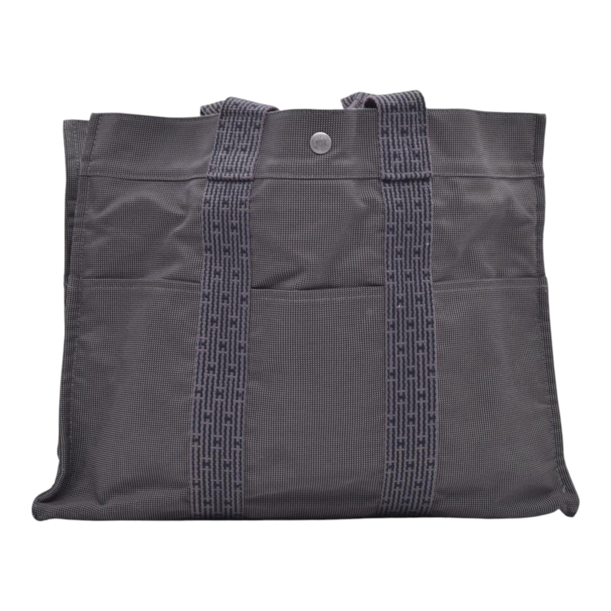 $850 HERMES Herline MM Grey Canvas Tote Bag CONSIGNMENT 10021622