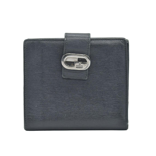$490 GUCCI Logo Canvas Leather Bifold Wallet Black CONSIGNMENT