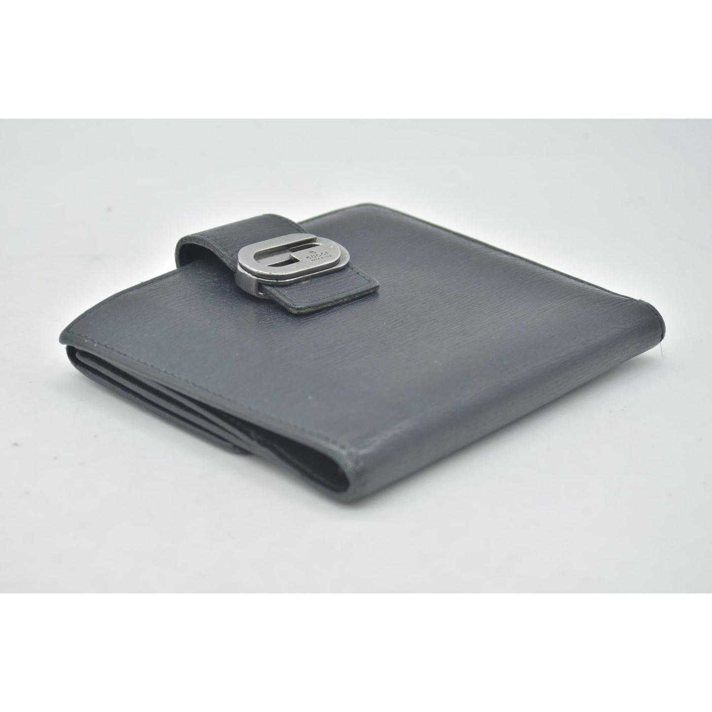 $490 GUCCI Logo Canvas Leather Bifold Wallet Black CONSIGNMENT
