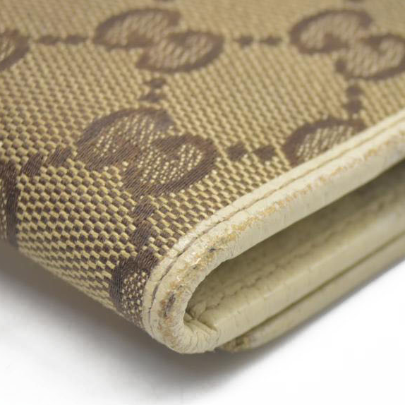 GUCCI Logo Plate GG Logo Canvas 6 Ring Key Case Beige