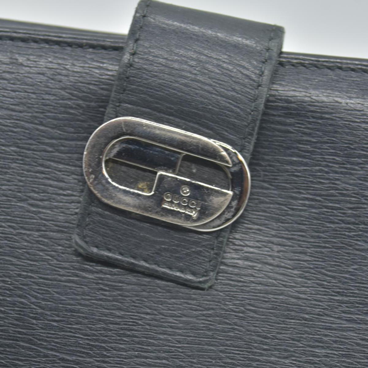 $490 GUCCI Logo Canvas Leather Bifold Wallet Black CONSIGNMENT
