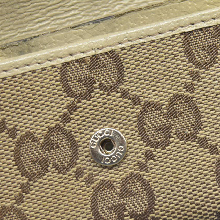 GUCCI Logo Plate GG Logo Canvas 6 Ring Key Case Beige