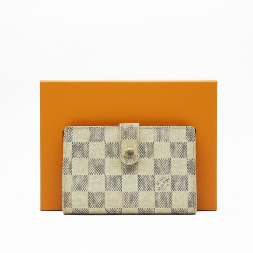 $750 Louis Vuitton Damier Azur Kisslock French Wallet Wallet MI2017