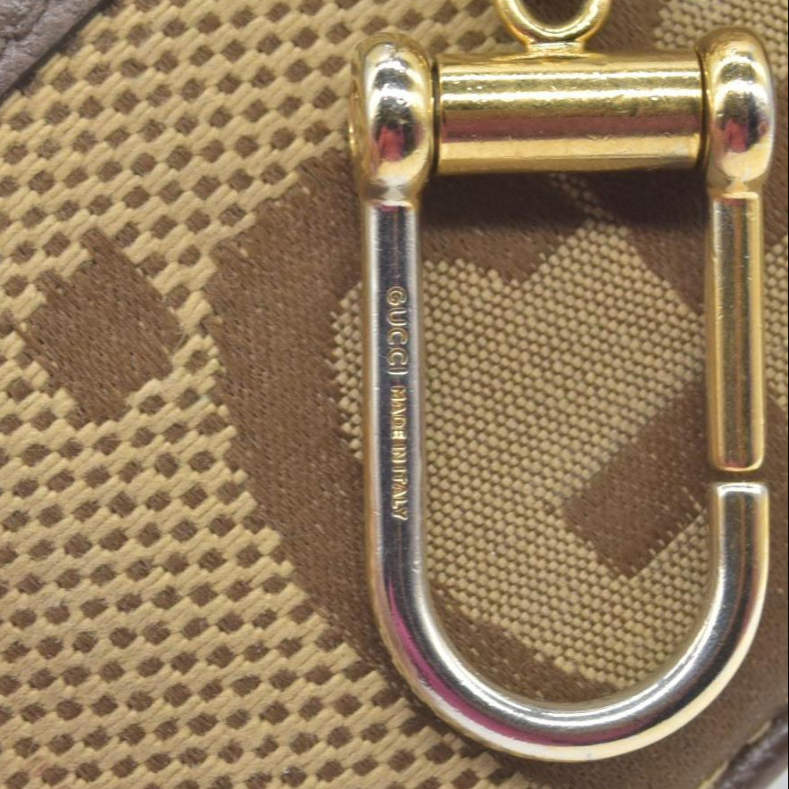 $450 Gucci Monogram Jumbo GG Textured Dollar Calfskin Ophidia Key Case Camel Ebony New Acero