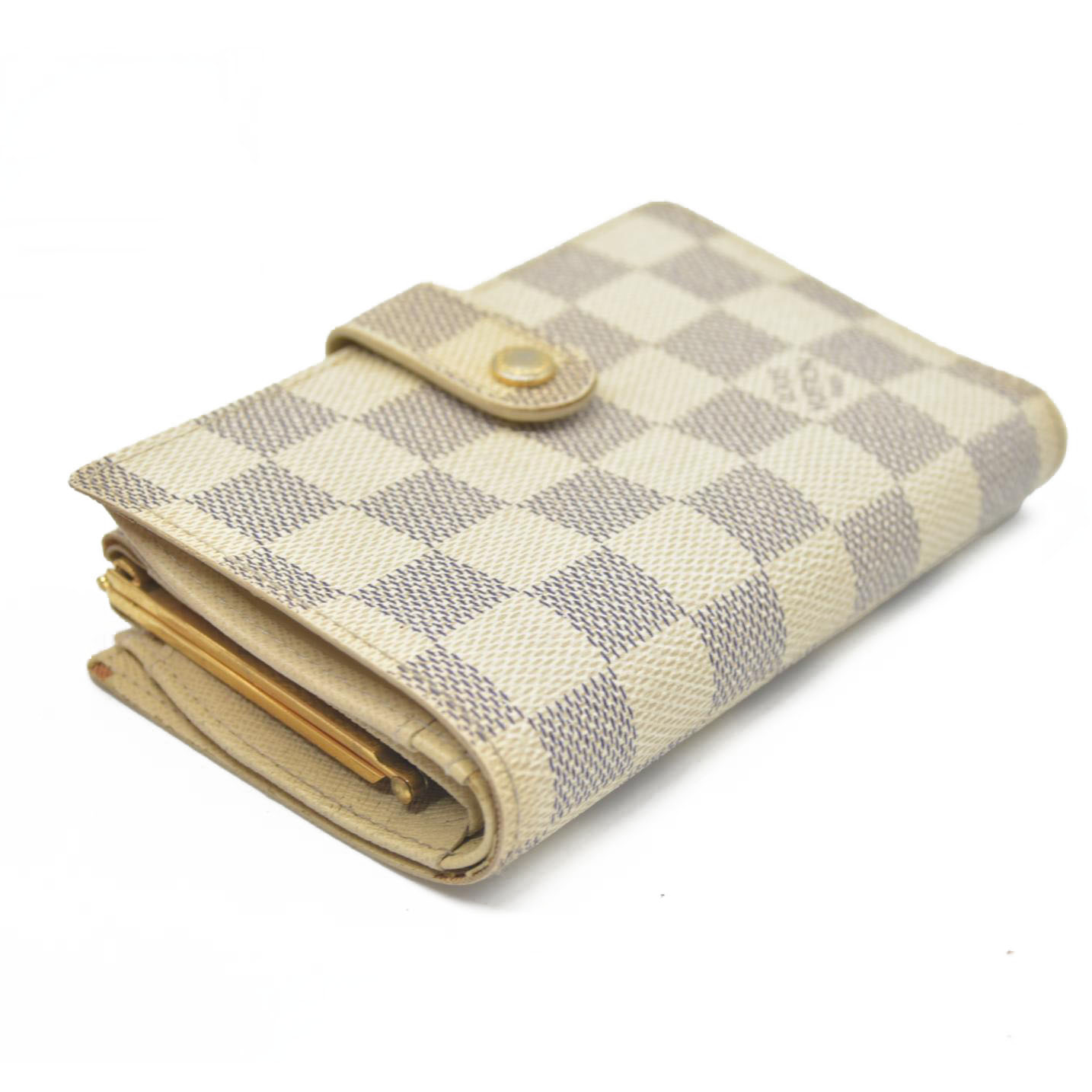 $750 Louis Vuitton Damier Azur Kisslock French Wallet Wallet MI2017