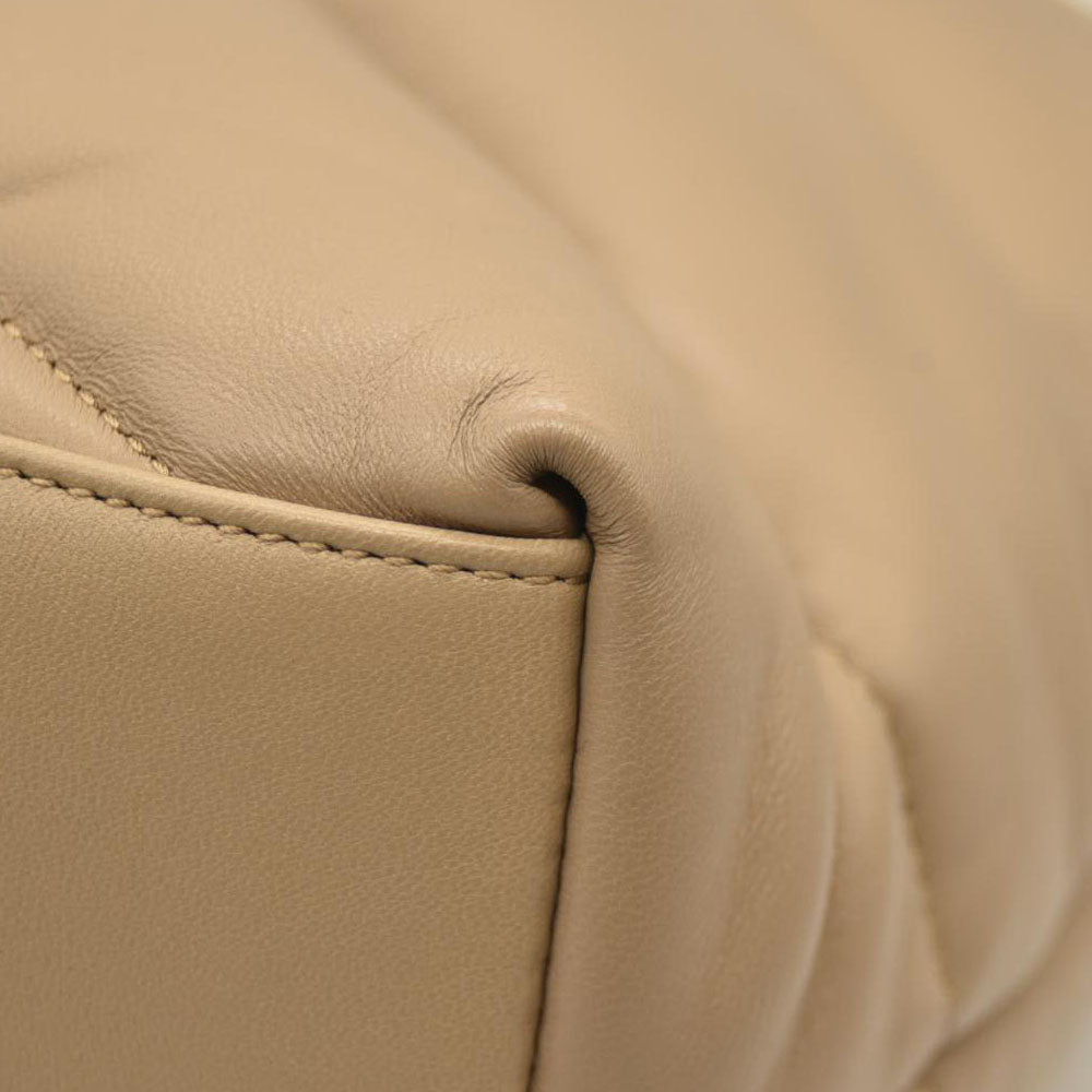 SAINT LAURENT  Lambskin Quilted Medium Loulou Puffer Monogram Chain Satchel Dark Beige