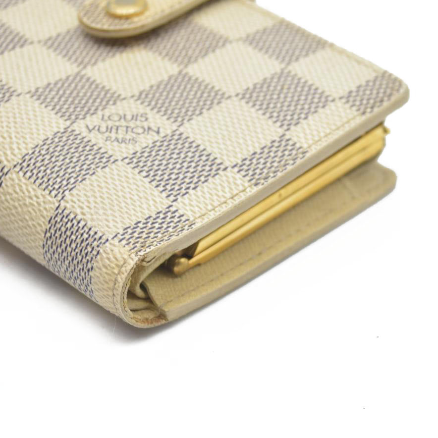 $750 Louis Vuitton Damier Azur Kisslock French Wallet Wallet MI2017