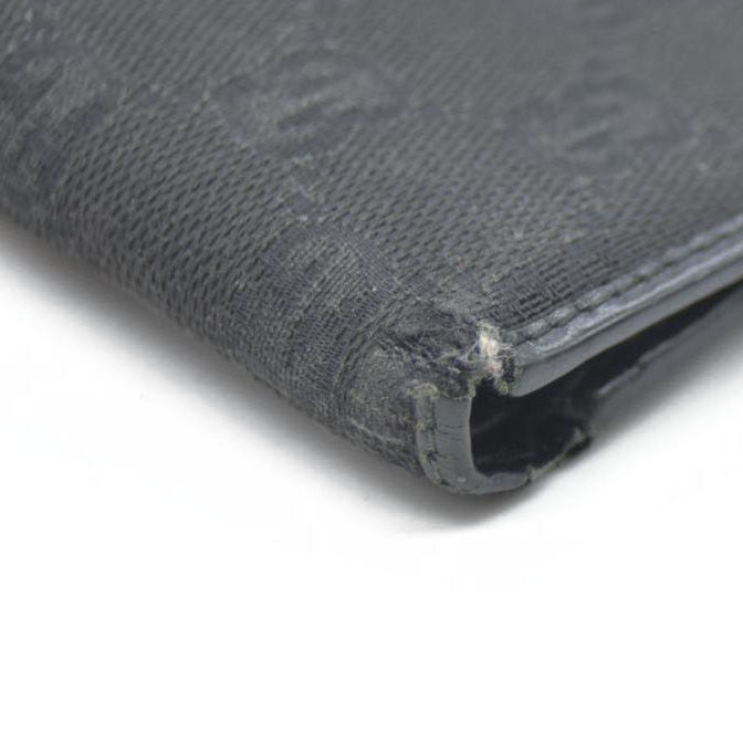 GUCCI GG Logo Canvas Leather Bifold Wallet Black