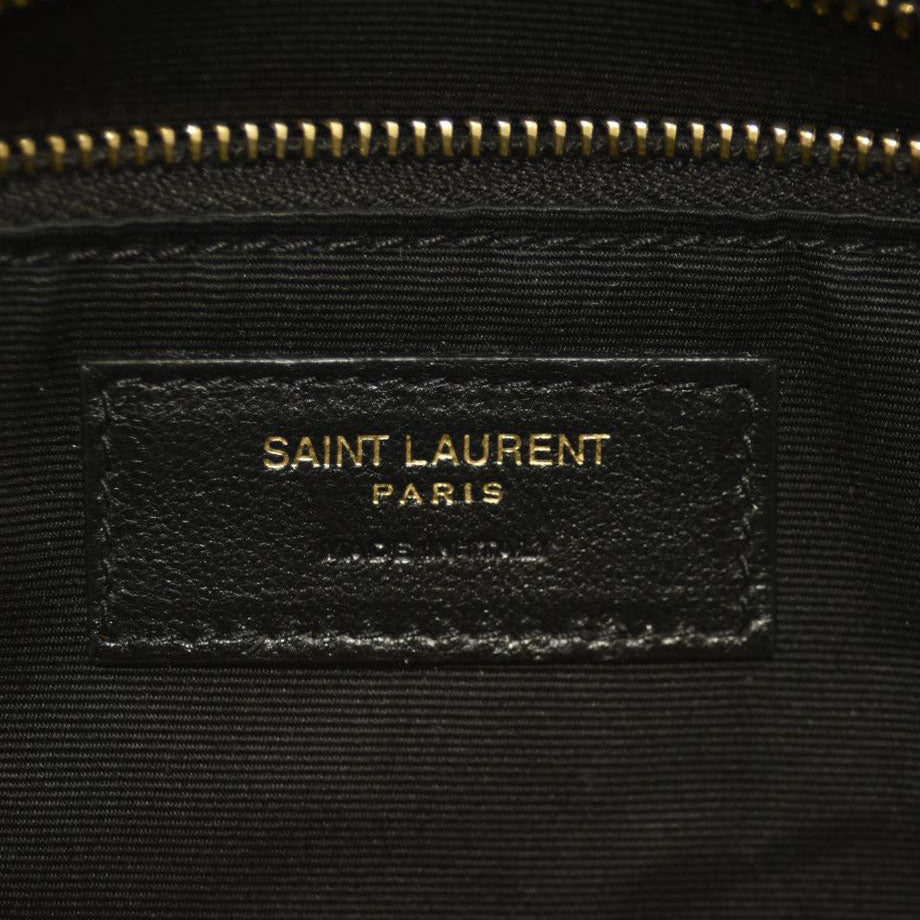 SAINT LAURENT  Lambskin Quilted Medium Loulou Puffer Monogram Chain Satchel Dark Beige