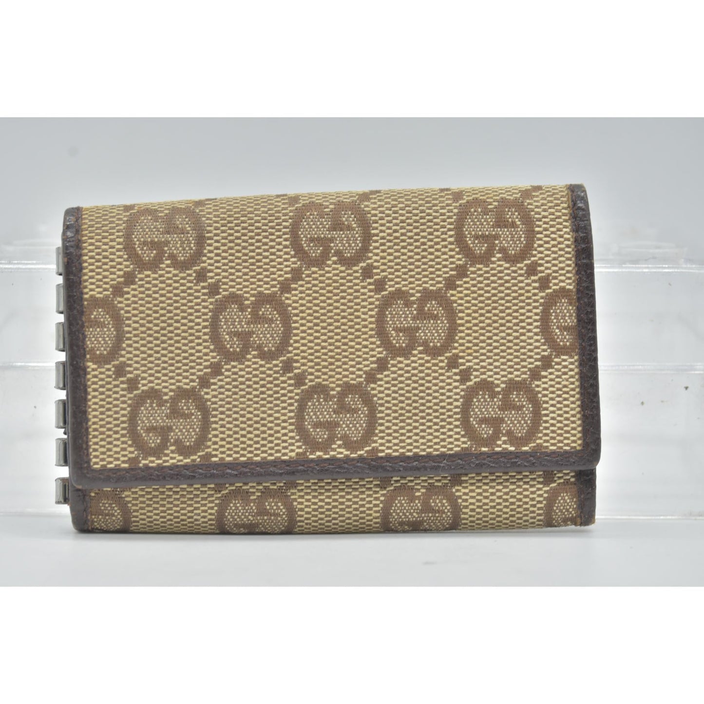 GUCCI Monogram 6 Key Holder Case Dark Brown GG Wallet Canvas Signature Logo CONSIGNMENT