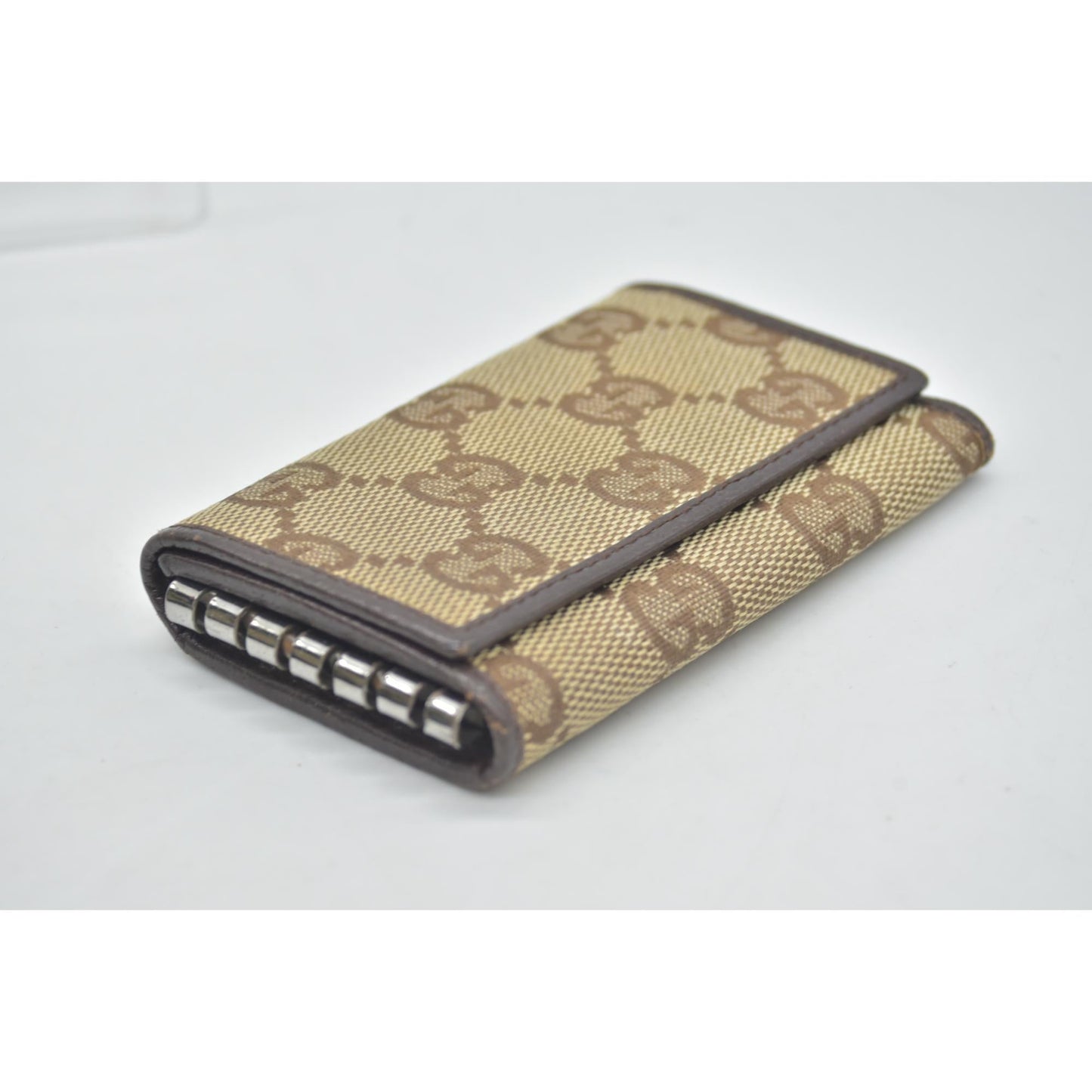 GUCCI Monogram 6 Key Holder Case Dark Brown GG Wallet Canvas Signature Logo CONSIGNMENT